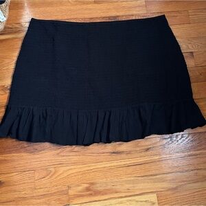 American Eagle Knit High-Waisted Smocked Black Mini Skirt